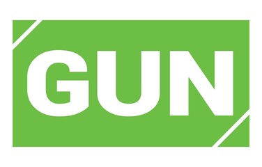 GUN text written on green stamp sign.