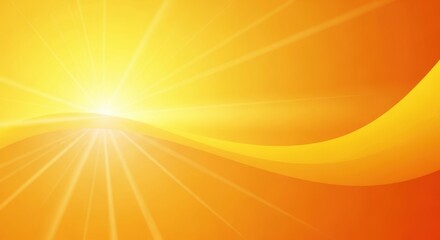 Bright Sunburst on Warm Orange Yellow Gradient with Flowing Abstract Waves
