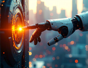 ロボットがボタンを押す