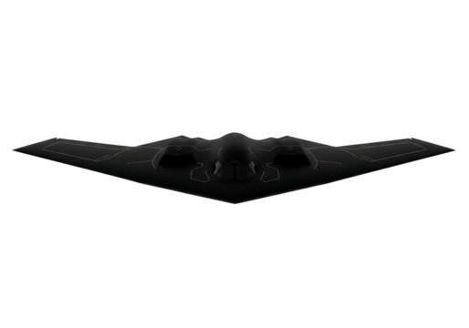 Stealth bomber gracefully soars through the dark sky, showcasing cutting-edge aviation technology and defense capabilities with its sleek, modern design