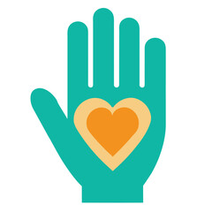hand vector icon with hart color silhouette