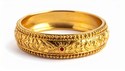 golden jewelry bracelet on white