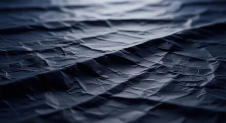 Deep Blue Crumpled Texture: Abstract Waves and Shadows in Macro Detail