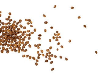 coffee beans falling isolated on white or transparent png