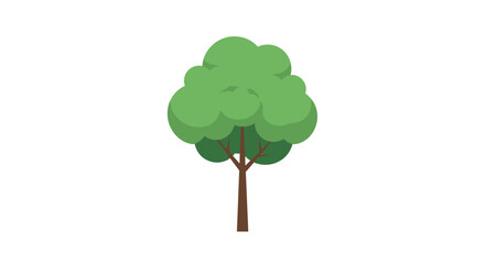 A stylized green tree with a brown trunk and branches against a white background.