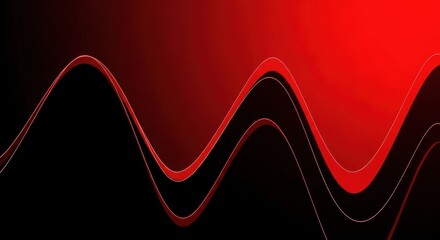 Dynamic Red and Black Abstract: Wavy Lines and Gradient Background