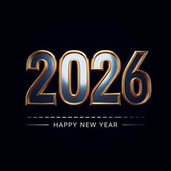 A gleaming 2026 new year design with golden edges and a dark background