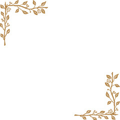 Elegant golden vine frame decorated with lush green leaves, luxury botanical border design with yellow-gold tones, natural ornamental wreath, perfect for invitations, branding, posters.