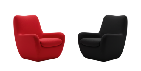 Red and black swivel chairs transparent background cutout png
