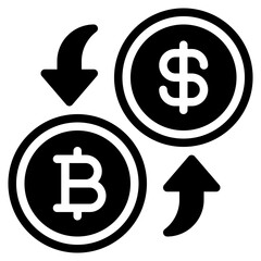 Bitcoin and Dollar Currency Exchange Icon