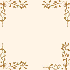 Elegant golden vine frame decorated with lush green leaves, luxury botanical border design with yellow-gold tones, natural ornamental wreath, perfect for invitations, branding, posters, and digital.