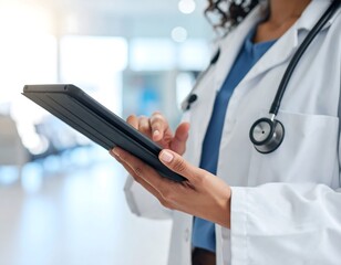 Doctor using tablet in hospital
