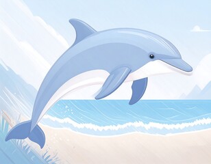 Dolphin leaping over ocean waves