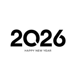 Elegant 2026 happy new year design isolated on white background with bold font