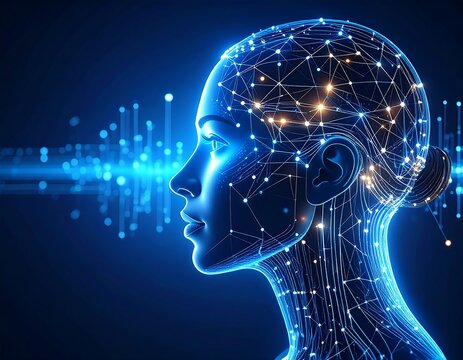 Digital woman's head profile