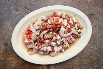Octopus and shrimp ceviche in El Cuyo, a fishing village on Mexico's Yucatan Peninsula.