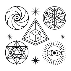 sacred geometry icons circle triangle and hexagon clipart set.svg