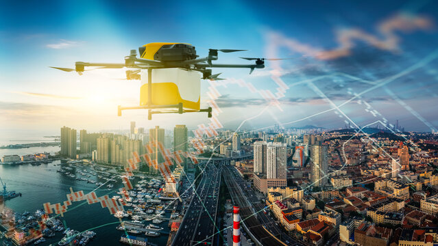 Drone delivery over urban area with data analysis