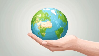 Earth held in a hand, gentle light