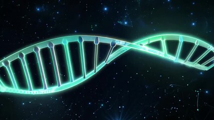 3D digital binary code digits glowing DNA double helix, deep space, neon blue green light particles, futuristic biotech visualization, cinematic ultra-realistic reflections, 4K animation - Powered by Adobe