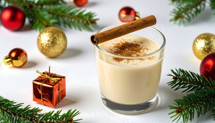 Festive eggnog in a glass