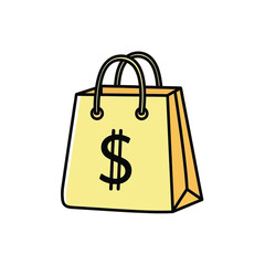 Shopping Bag with Dollar Sign Icon - Online Shopping, E-commerce, Retail, Money