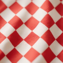 Photorealistic red and off-white diamond check pattern with thicker red lines, soft cotton texture, repeating geometric design
