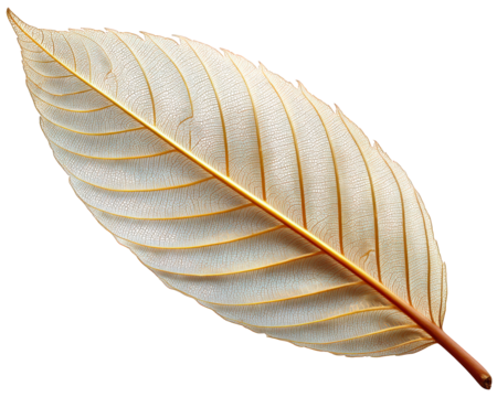 Delicate dry skeleton leaf, beautiful element of nature showing intricate brown texture and vein. This tranquil image symbolizes quiet beauty of autumn