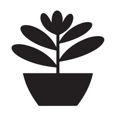 "Succulent Crassula Silhouette in Minimalist Simple Style"