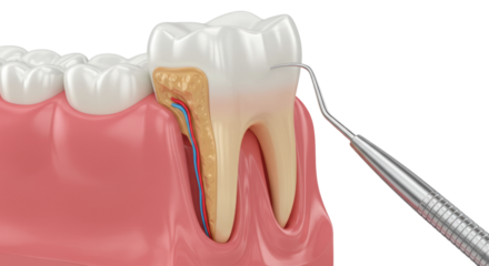 Dental probe examining tooth root transparent background cutout png