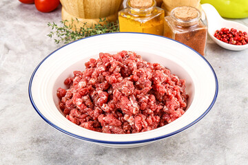 Raw beef minced meat for cooking