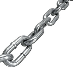 Fototapeta premium Close-up of a shiny, metallic chain against a black background, angling diagonally