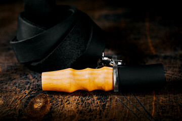 Hookah mouthpiece on a dark background in close-up. Mouthpiece for individual use