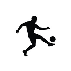 Soccer Player Silhouette Trapping the Ball – Side View Vector