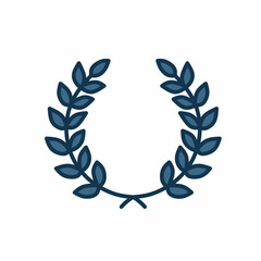 Blue laurel wreath vector illustration, isolated on white background