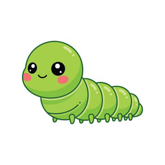Cute green caterpillar character cartoon insect animal illustration vector