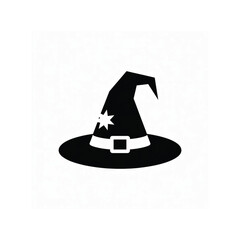 "Minimalist Witch Hat Silhouette Vector in Simple Halloween Style"
