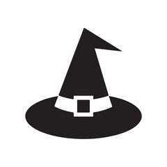 "Minimalist Witch Hat Silhouette Vector in Simple Halloween Style"