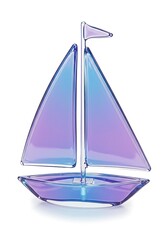 Glass sailboat on white background decorative object with pastel colors