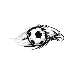 Dynamic eagle head soccer ball emblem mascot sports logo design vector © azad