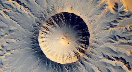 Aerial View of a Volcanic Crater Landscape.