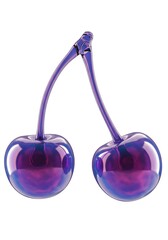 Glossy blue and purple cherries isolated on white background studio shot