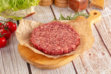 Raw beef cutlet for burger