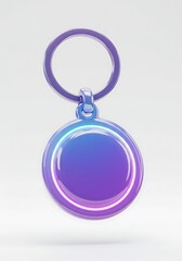 Glossy metallic pendant with key ring digital rendering on light background