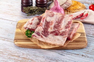 Raw pork ribs for cooking