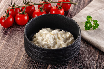 Italian delicous stracciatella young soft cheese