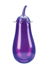 Glossy vibrant eggplant illustration against white background