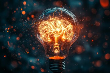 light bulb with fire
