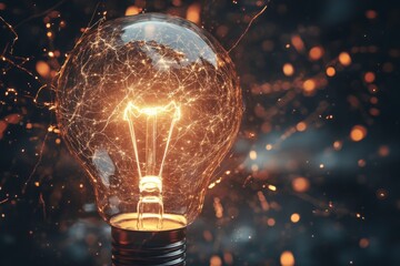 light bulb on black background