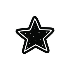 Obraz premium Hand-Drawn Black Star Icon, Doodle Style, Simple Vector Graphic for Design